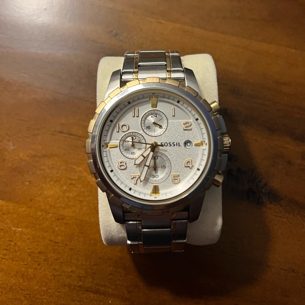 Fossil Gold and Silver Chronograph Watch